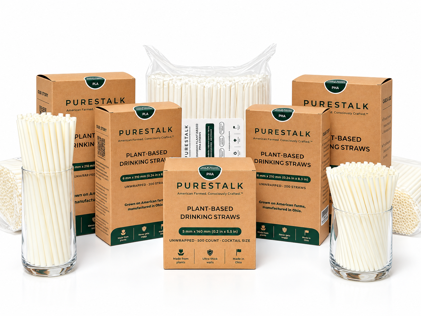 PureStalk plant-based drinking straws